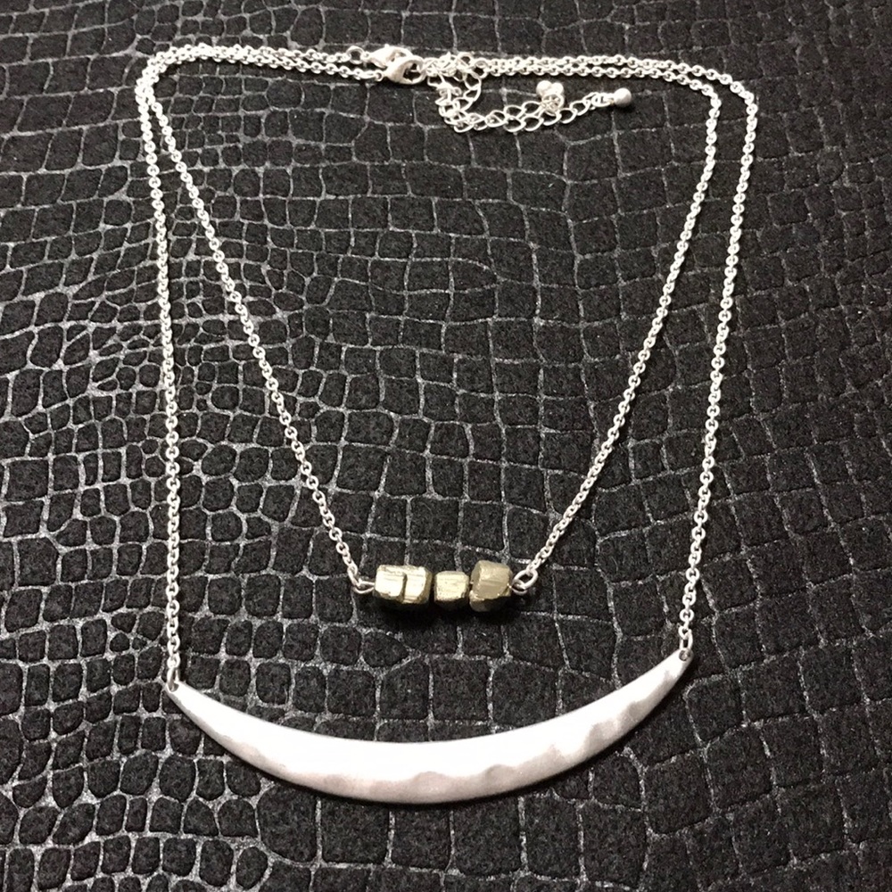 Silver Bar/Stone Nugget Necklace Duo - Picture 3 of 5